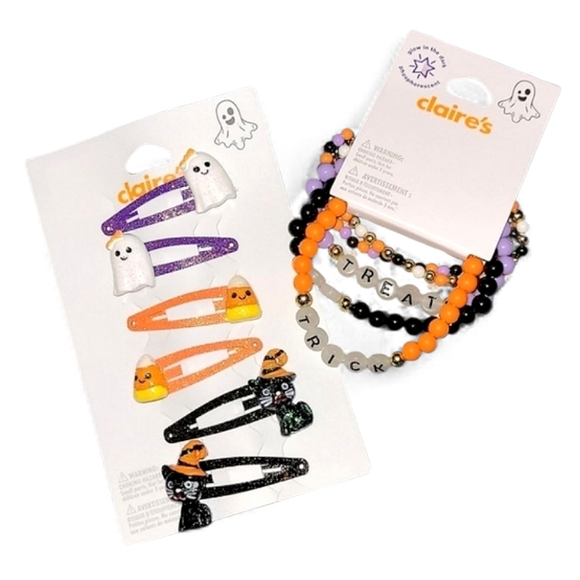 Claire's 2 Piece Halloween Accessories Bundle NWT! GLOW In The DARK! 🖤🧡 - Picture 2 of 11